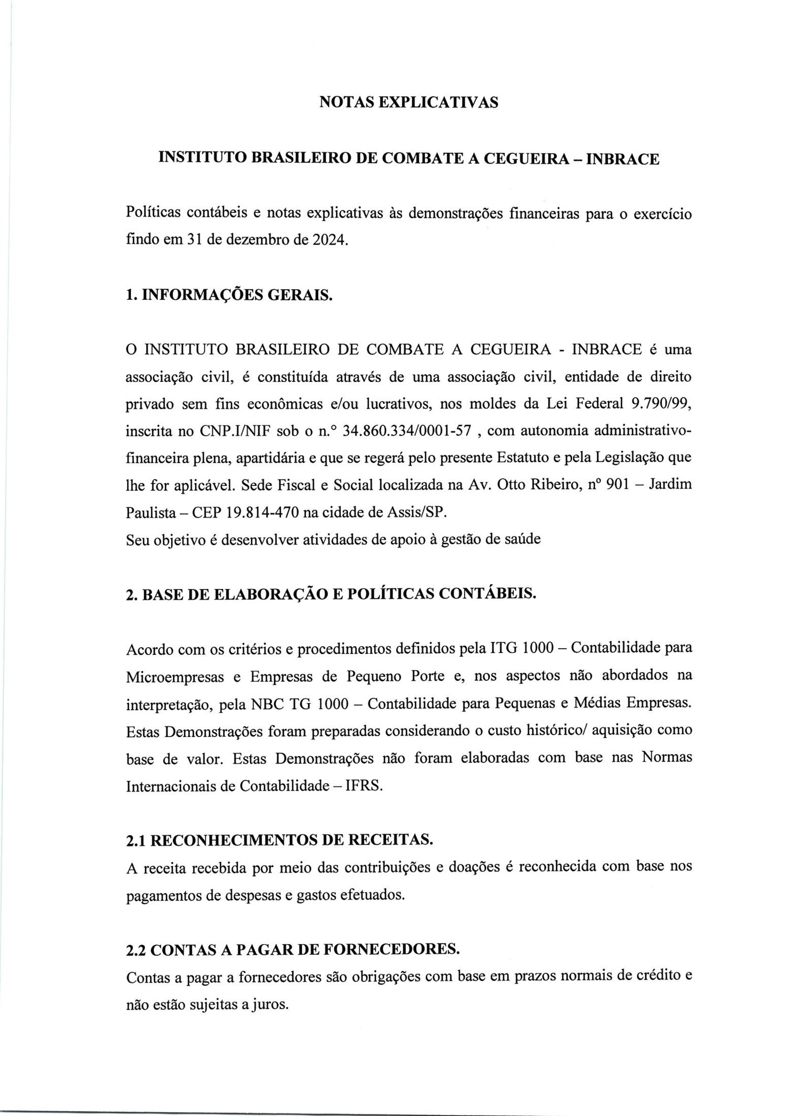 Notas explicativas — página 1