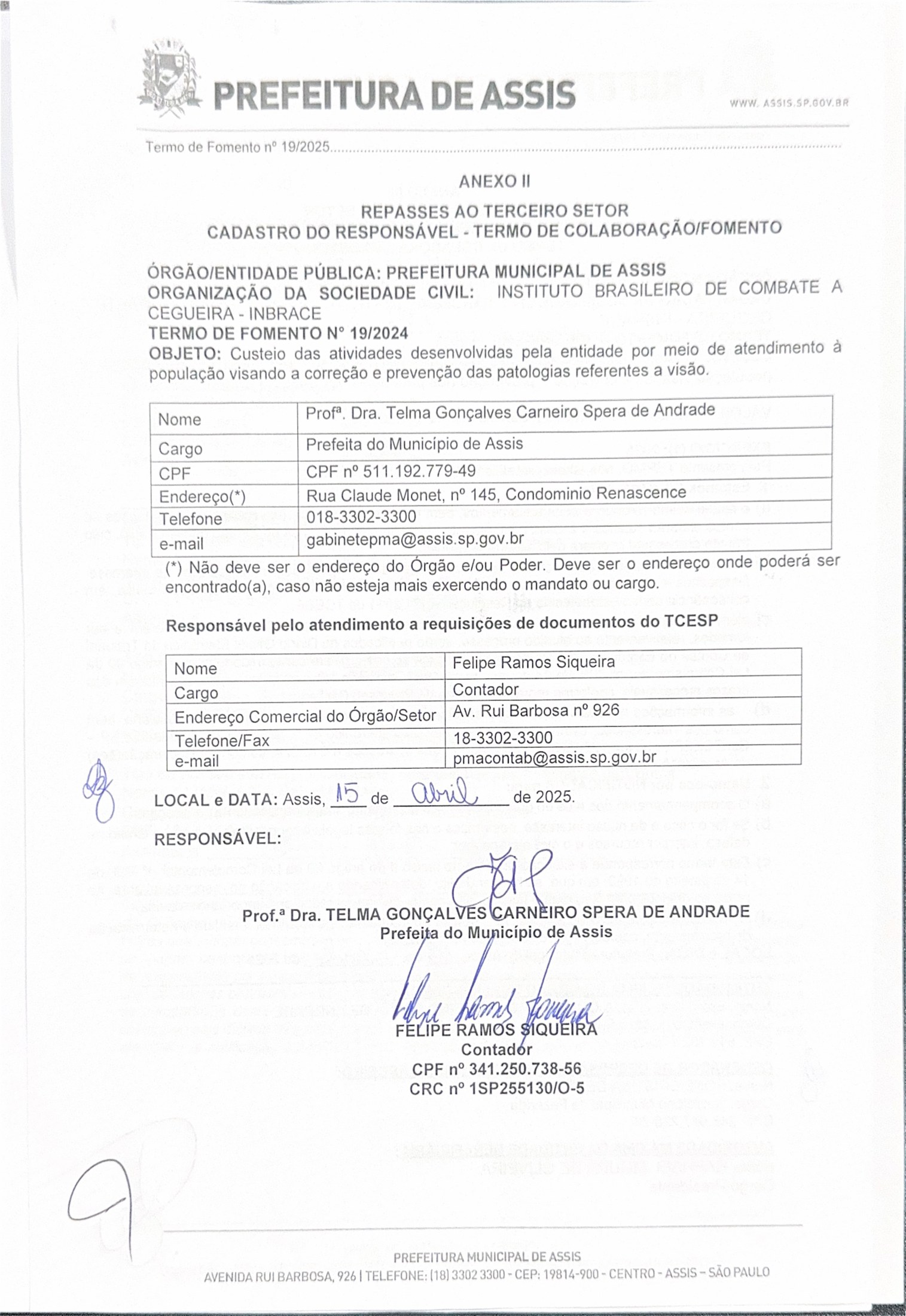 Termo de Fomento nº 19/2025 e anexos — página 17