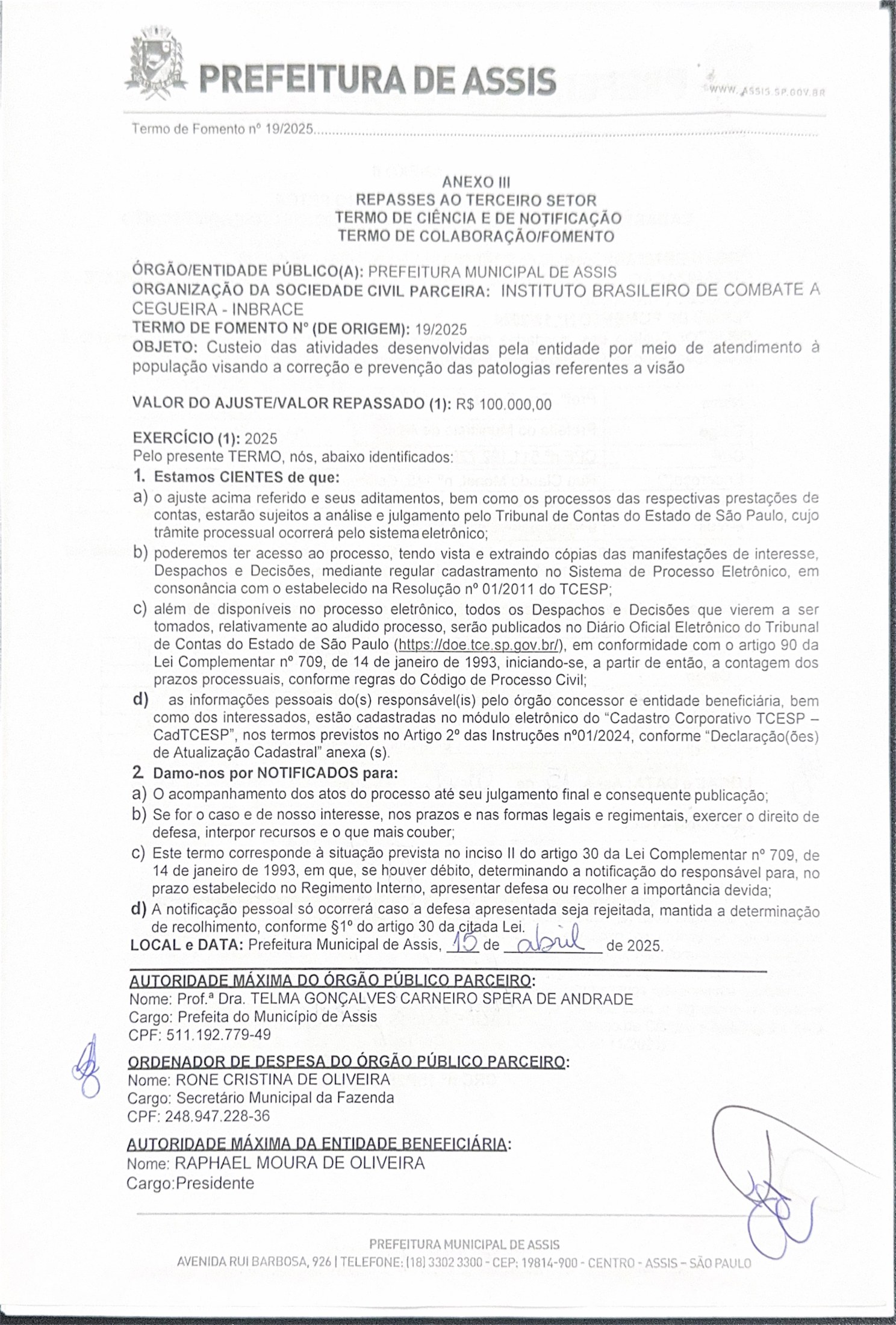 Termo de Fomento nº 19/2025 e anexos — página 18