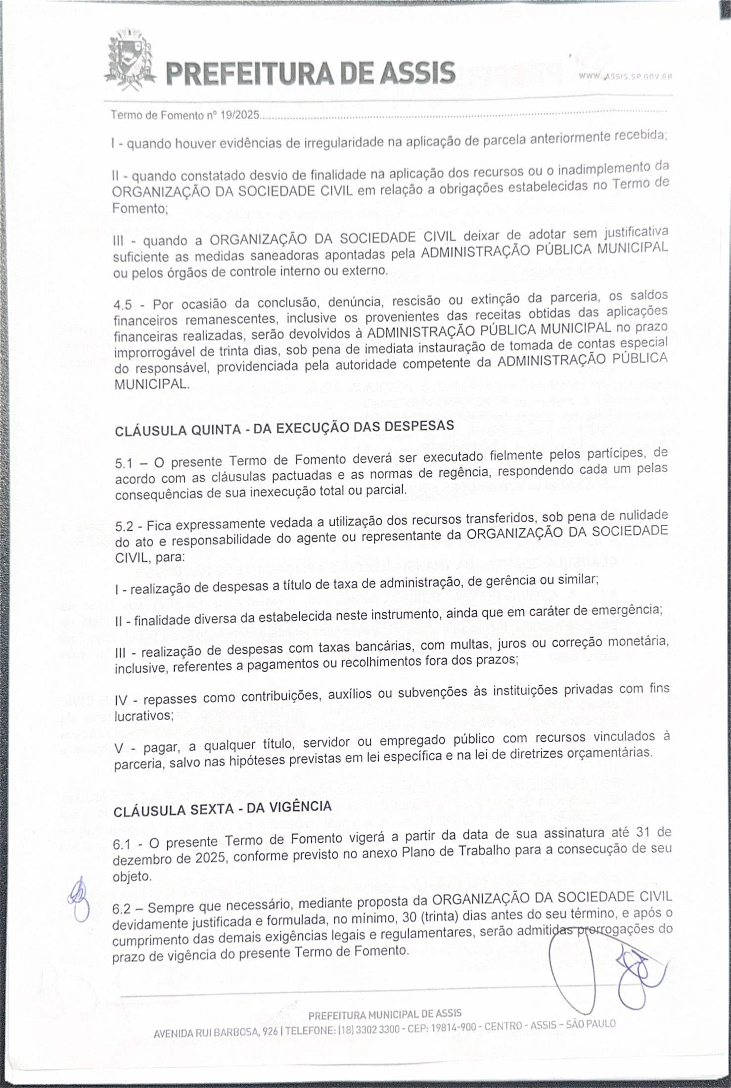 Termo de Fomento nº 19/2025 e anexos — página 4